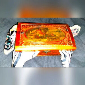 Vintage folk art carved wood box